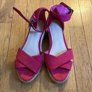 Nine West Hot Pink Espadrille Wedge Sandals